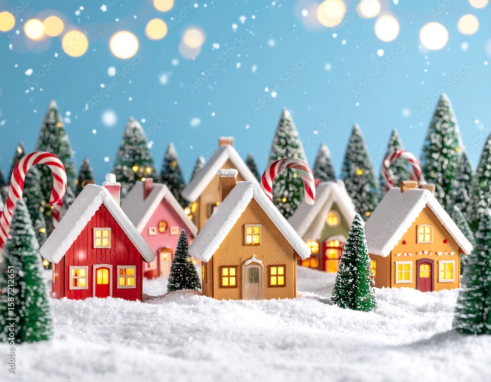 Fototapeta premium Miniature Christmas village in snow