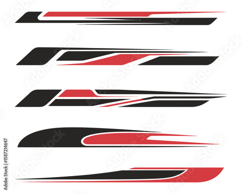 Vehicle decal vector set with side car body stripes designed for both left and right parts