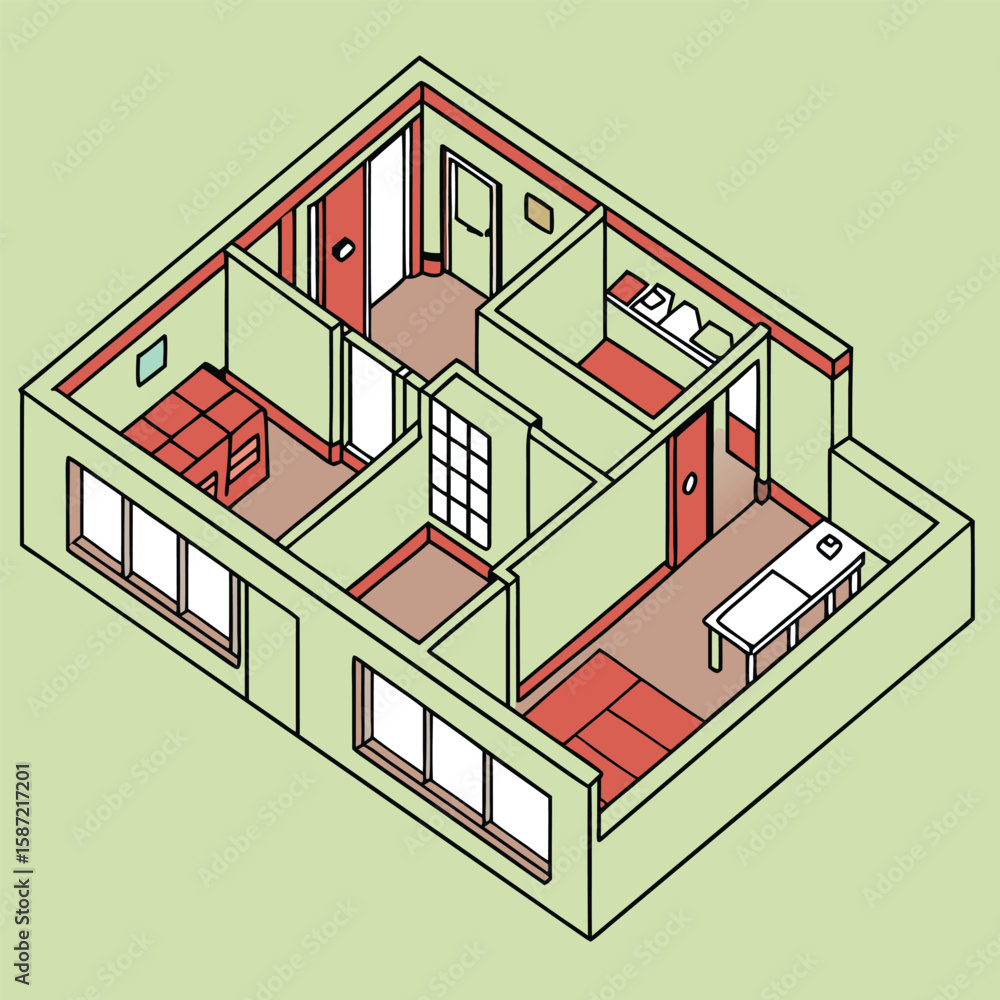 Fototapeta premium Apartment floor plan in vector style generated by ai