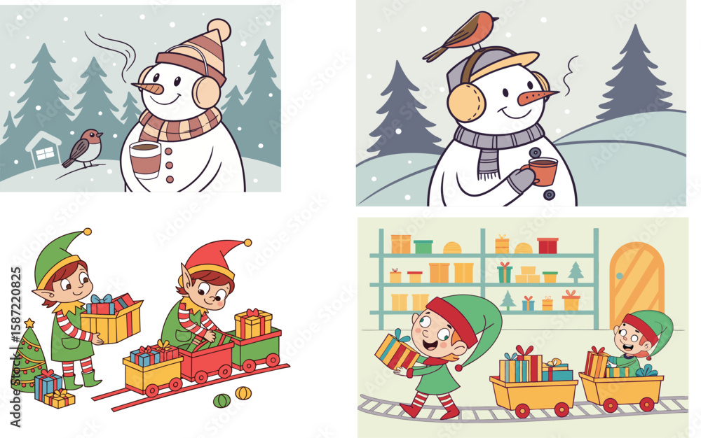Naklejka premium santa claus with gifts