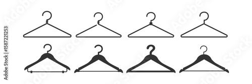 Clothes Hanger Vector Icon — Line Style EPS for Web, App and Infographic Use.