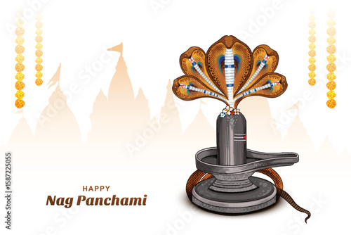 Εκτύπωση καμβά Happy nag panchami indian festival card illustration background