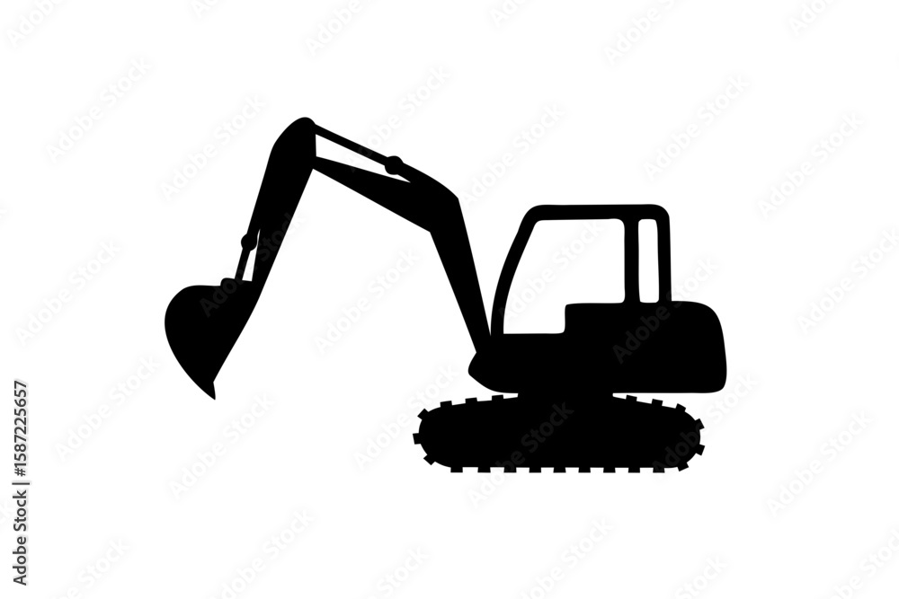 Naklejka premium Excavator silhouette vector, Digger Silhouette