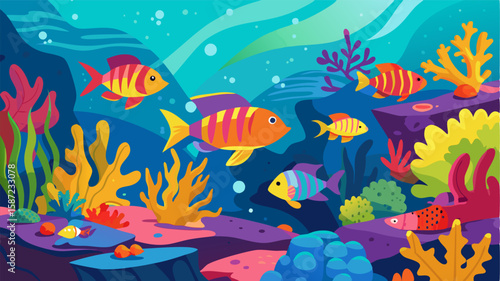 The vibrant colors of tropical fish and coral dance beneath the surface of the lagoon creating a captivating underwater world.