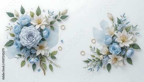 Elegant Floral Arrangement with Blue Roses and White Lilies.