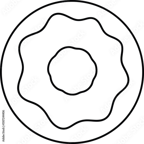 Cruller Donut Line Art on White Background