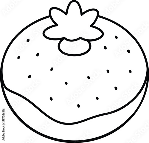 Strawberry Frosted Donut Drawing on White Background