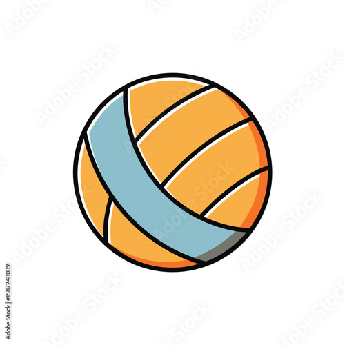Orange and blue volleyball with black outline sport game