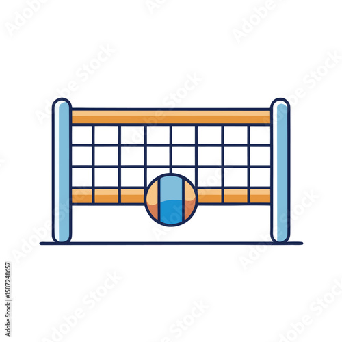 Volleyball net with ball sport game
