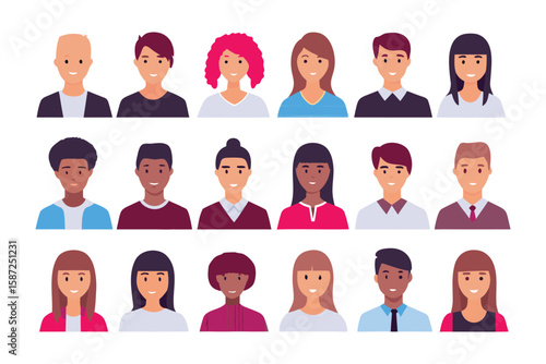 Diversity of Faces: A collection of stylized portraits showcasing a wide array of individuals, highlighting the beauty of human diversity and inclusion.