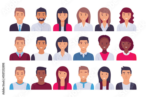 Diverse Portraits: A vibrant array of diverse individuals from various backgrounds and styles, each captured in a unique and engaging portrait. showcasing the beauty of human diversity.