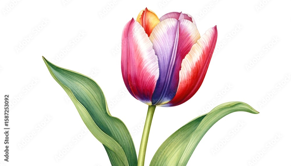 Fototapeta premium Detailed watercolor illustration of a tulip