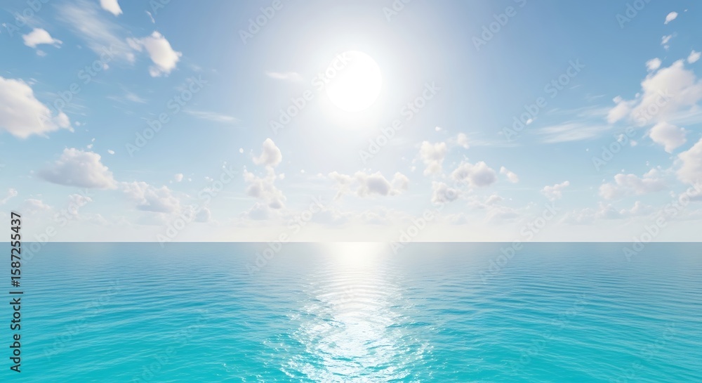 Fototapeta premium Serene Ocean, Sunny Skies A Tranquil Seascape Image