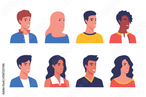 Diverse Portraits: A collection of diverse portraits showcases various individuals with unique features, each a study in individuality and representing the beauty of human variety. 