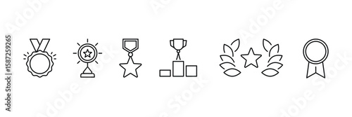 Set of Winning award icon collection. Trophy, Medal, winner, success symbol.