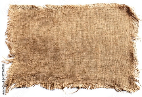 Frayed piece of natural-colored burlap