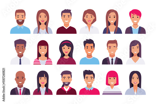 Diverse Avatar Portraits: A mosaic of diverse faces, each a unique portrait of identity, representing individuality and the inclusive spirit of a connected community.