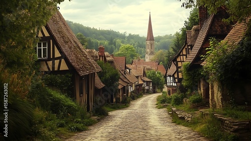 Quaint european village street