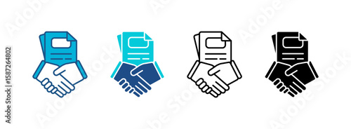 Contracts Icon Set With Multiple Styles. Vector Illustration