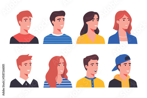Diverse Headshots: An array of stylized portraits showcases individuality and personality, capturing a spectrum of expressions and features.
