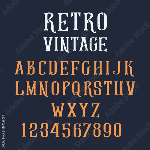 Retro Vintage Alphabet Design. This font is a Western-style font.