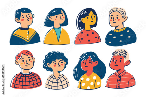 Diverse Portraits: A colorful collection of cartoon portraits, each showcasing a unique character with distinctive features and vibrant personalities. A celebration of individuality and expression.