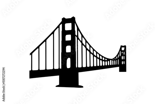 Silhouette of a golden gate bridge, golden gate bridge vector illustration