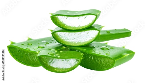 Wallpaper Mural Stacked aloe vera slices with water droplets Torontodigital.ca