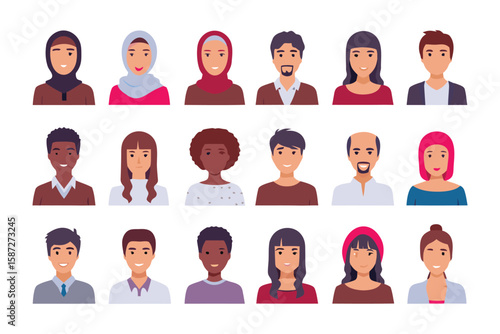 Diversity Faces: A vibrant collection of diverse individual portraits representing a spectrum of cultures and identities, each offering a unique perspective on the richness of humanity.