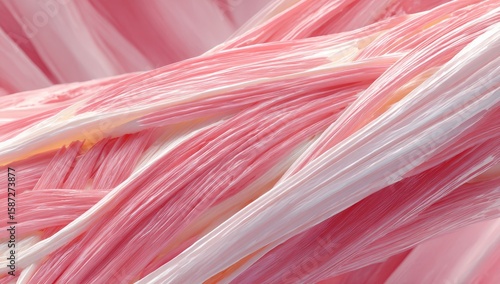 Abstract close-up view of pink and white muscle fibers