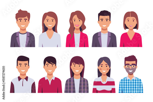 Diverse Portraits: A collection of diverse and colorful illustrations of individuals showcasing a range of expressions and styles. This digital art celebrates human variety and individuality.