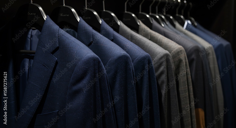 Obraz premium Suits Hanging in a Row in Different Colors Business Attire