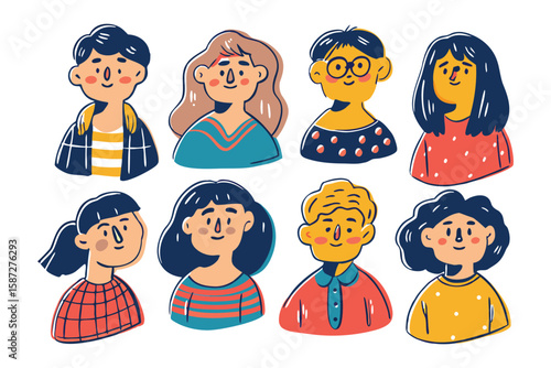 Character Portraits: A vibrant collection of playful, hand-drawn character portraits, each radiating individuality and charm, perfect for adding a touch of personality to any project.