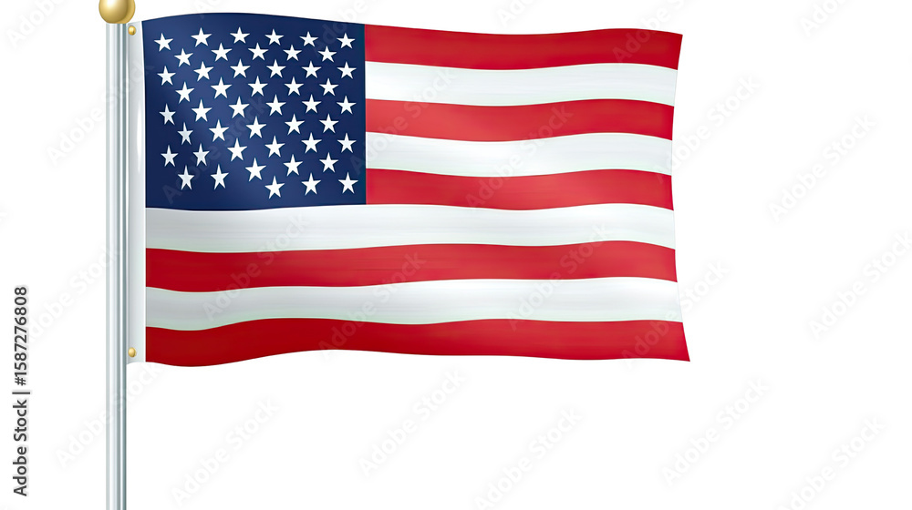 Fototapeta premium American flag isolated on white background