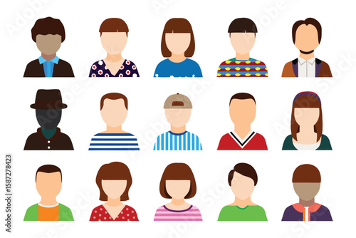 Wallpaper Mural Iconic Identity: A mosaic of stylized figures represents a diverse set of individuals, offering a versatile visual tool for conveying concepts like community, diversity, and digital representation. Torontodigital.ca