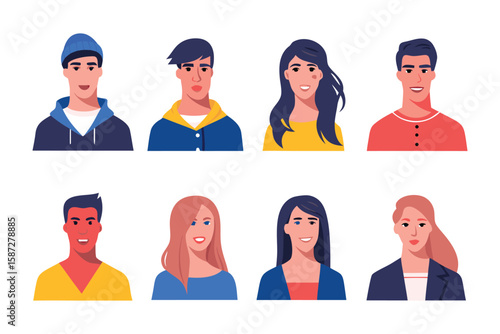Diverse Human Portraits: A collection of illustrated portraits showcasing a variety of individuals, each with unique features and expressions, symbolizing the breadth and beauty of human diversity.