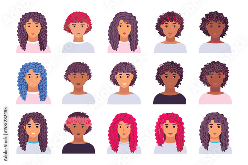 Diversity of Faces: A captivating display of 15 portraits showcasing various styles, colors, and representations, celebrating the richness of individuality and diversity.