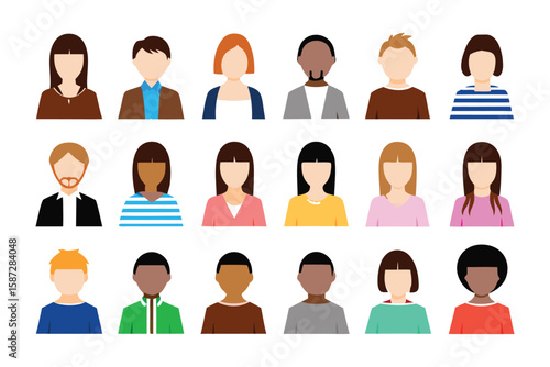 Unified Portrait: A curated collection of stylized headshots, representing a diverse array of individuals. Capturing the essence of individuality and unity in an inviting illustration style.