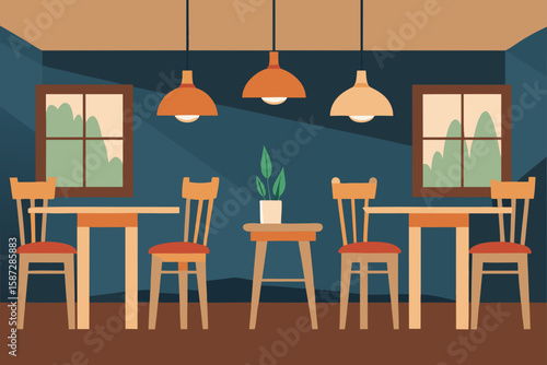 bohemian rustic restaurant interior with mismatc