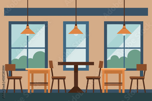 artisan caf  interior with solid wood tables
