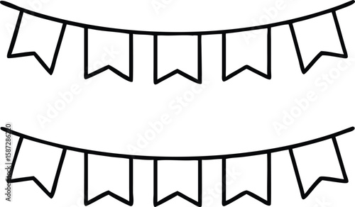 Two Simple Black Outline Bunting Strings for Party Decoration
