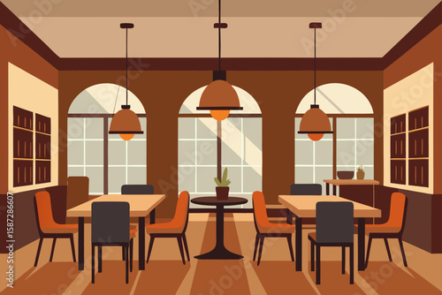 high end restaurant with walnut furniture