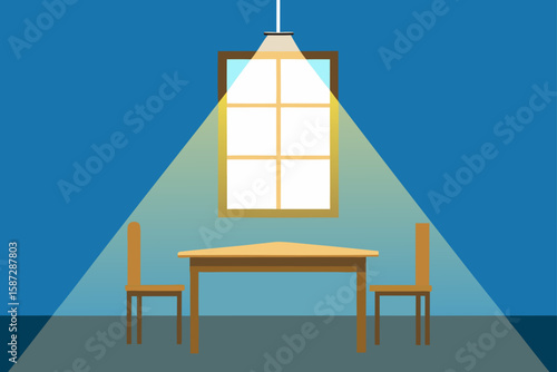 sunlight pouring through tall windows onto a woode