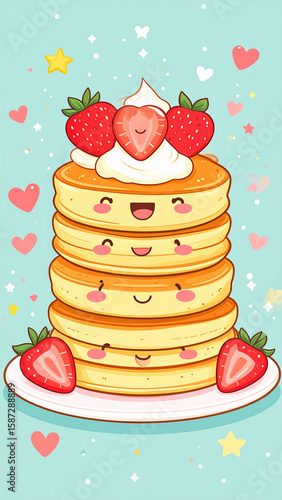 pancakes with strawberry and chocolate