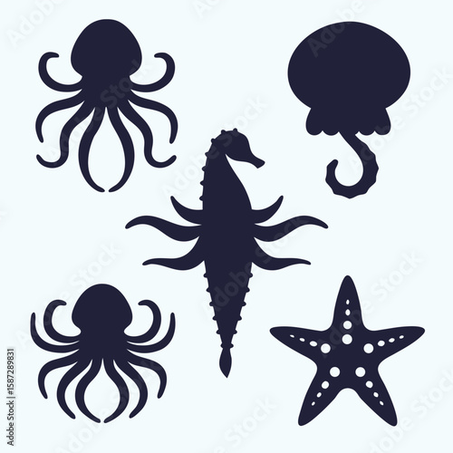 set of sea animals