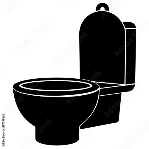 Detailed toilet bowl fixture bathroom equipment silhouette vector illustration