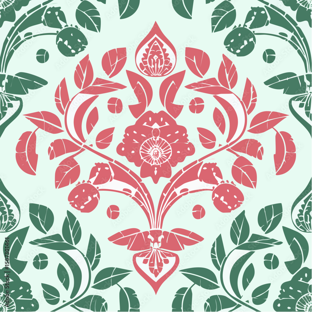 Fototapeta premium tileable corner frame with baroque acanthus leaves and rose floral scrolls