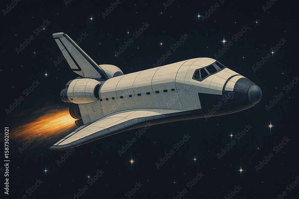 Naklejka premium Space shuttle on the moon