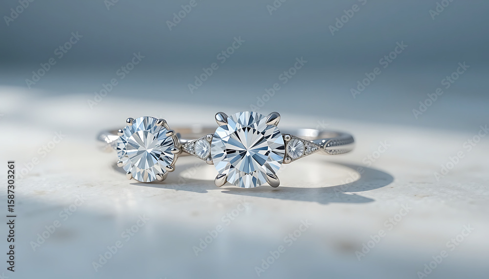 Elegant Diamond Engagement Ring with Sparkling Gemstones.
