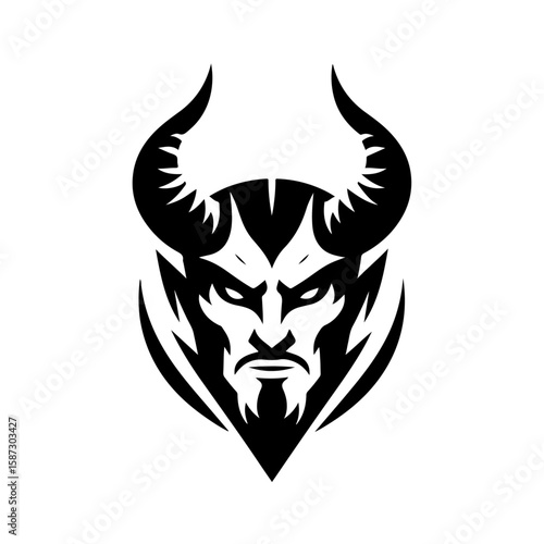 Intense Devilish Silhouette: A menacing silhouette of a devil with horns and a stern expression, embodying the essence of malevolent power and darkness.